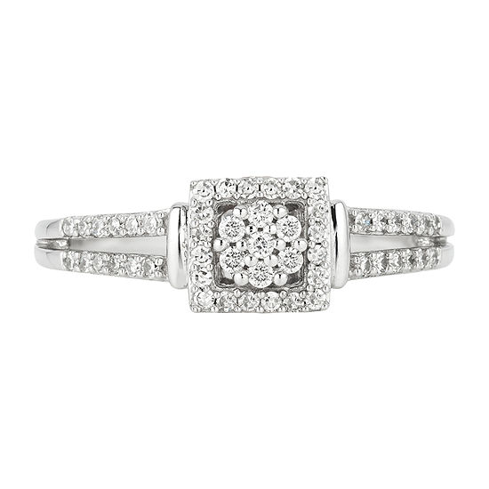 Enchanted Disney Fine Jewelry 1/4 C.T. T.W. Genuine Diamond 10K White & Rose Gold "Belle" Rose Ring