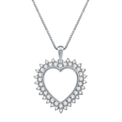 Womens 1 CT. T.W. Natural White Diamond 10K Gold Heart 18 Inch Pendant Necklace
