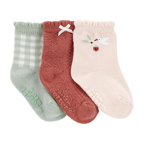 Carter's Baby Girls 3 Pair Quarter Socks