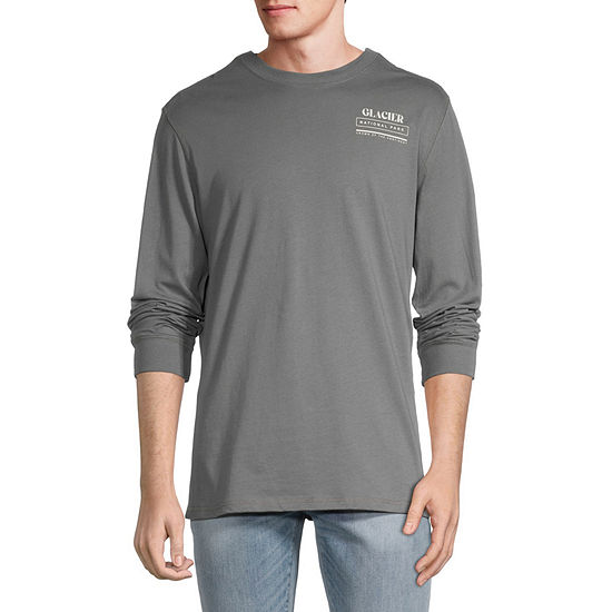 Arizona Mens Crew Neck Long Sleeve Adaptive Regular Fit Graphic T-Shirt