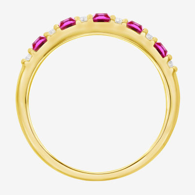 Womens Lab Created Red Ruby 14K Gold Over Silver Cocktail Ring