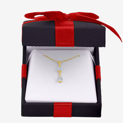 Womens Genuine White Diamond Accent 10K or Yellow Gold Pendant Necklace