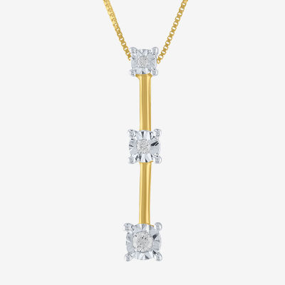 Womens Genuine White Diamond Accent 10K White or Yellow Gold Pendant Necklace