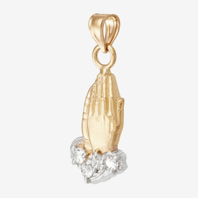 Womens White Cubic Zirconia 14K Gold Oval Pendants