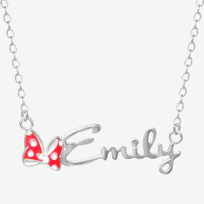 Disney Personalized Minnie Mouse Sterling Silver & Enamel Name Necklace