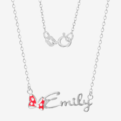 Disney Personalized Minnie Mouse Sterling Silver & Enamel Name Necklace