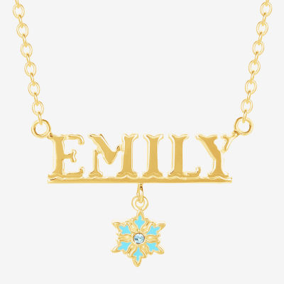 Disney Frozen Personalized 14K Yellow Gold Over Sterling Silver Snowflake Name Necklace