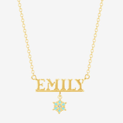 Disney Frozen Personalized 14K Yellow Gold Over Sterling Silver Snowflake Name Necklace