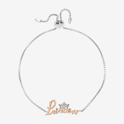 Disney Collection White Cubic Zirconia 14K Gold Over Silver Princess Bolo Bracelet