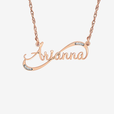 Womens Personalized Diamond Accent Name Pendant Necklace