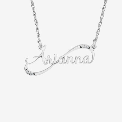 Womens Personalized Diamond Accent Name Pendant Necklace