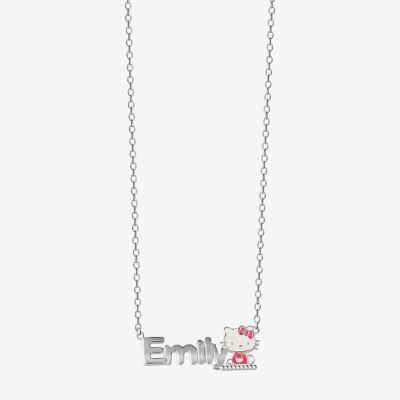 Hello Kitty® Personalized Girls Sterling Silver and Enamel Name Necklace