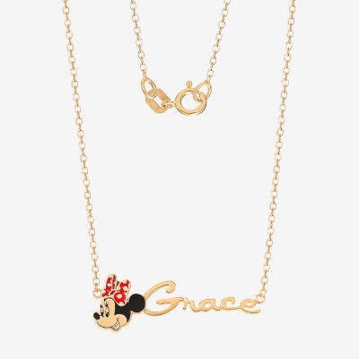 Disney Personalized Girls 14K Yellow Gold over Sterling Silver Minnie Mouse Name Necklace