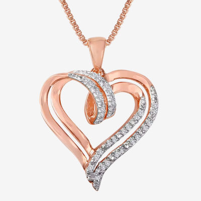1/10 CT. T.W. Diamond Double-Heart Sterling Silver or 14K Gold Over Silver Pendant Necklace