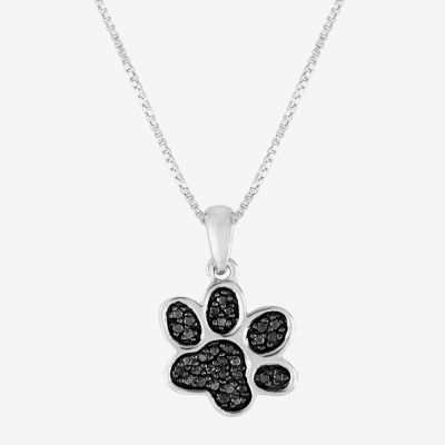 1/10 CT.T.W. Natural Color-Enhanced Black Diamond Sterling SIlver Paw Pendant Necklace