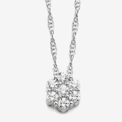 Diamond Blossom 1/5 CT.T.W. Natural Diamond Sterling SIlver Cluster Pendant