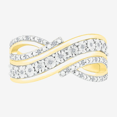 1/10 CT. T.W. Mined White Diamond 14K Gold Over Silver Band