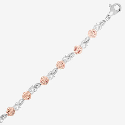 Enchanted Disney Fine Jewelry 14K Rose Gold Over Silver Sterling Silver 7.5 Inch Beauty and the Beast Belle Princess Link Bracelet