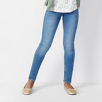 NEXT Girls Slim Skinny Jeans 11-16Y Adjustable Waist Jeggings Black / Blue  Denim