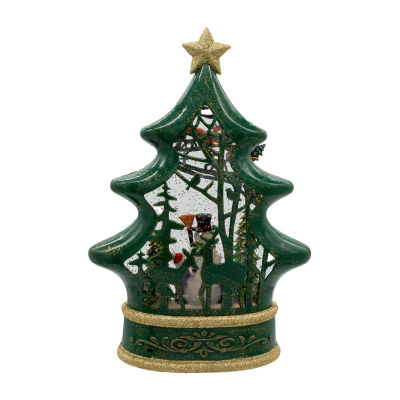 Kurt Adler Battery-Operated Water Snowman Tree With Sleigh Snow Globe