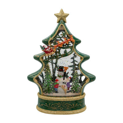 Kurt Adler Battery-Operated Water Snowman Tree With Sleigh Snow Globe