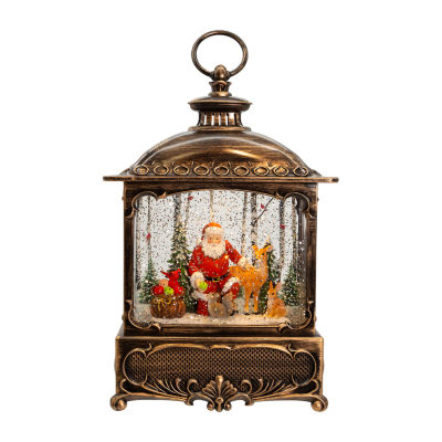 Kurt Adler 12in Battery-Operated Led Santa With Animal Snow Globe