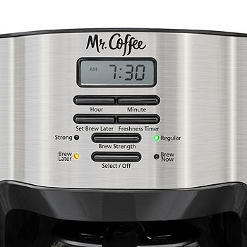 Mr. Coffee 12-Cup Coffee Maker Grab-a-Cup Auto Pause Easy Cleanup White