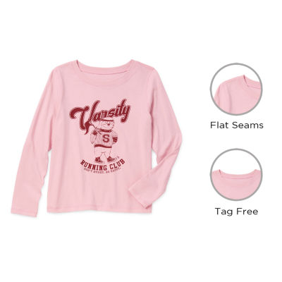 Thereabouts Little & Big Girls Adaptive Round Neck Long Sleeve Graphic T-Shirt