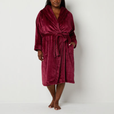 Liz Claiborne Womens Long Sleeve Long Length Plush Robe - JCPenney