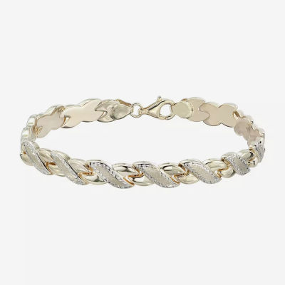 Two-Tone 10K Gold 8" Diamond-Cut Stampato Link Bracelet