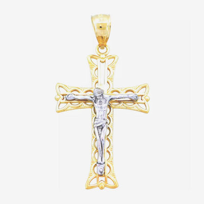 14K Two-Tone Gold Crucifix Cross Pendant