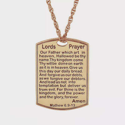 Personalized Name and Lord's Prayer Dog Tag Pendant Necklace