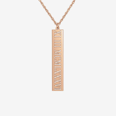 Personalized Roman Numeral Date Bar Pendant Necklace