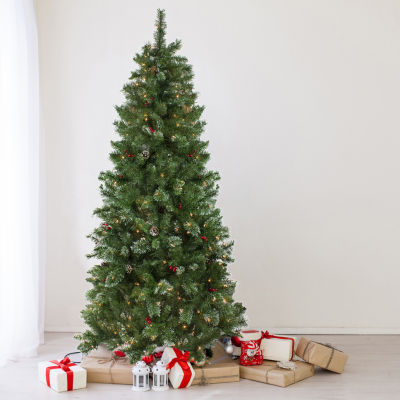 7.5' Pre-Lit Medium Mixed Pine Glittered Artificial Christmas Tree - Clear Lights