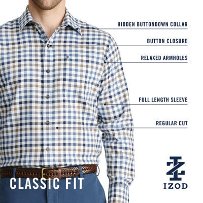 IZOD Luxury Sport Mens Classic Fit Long Sleeve Plaid Button-Down Shirt