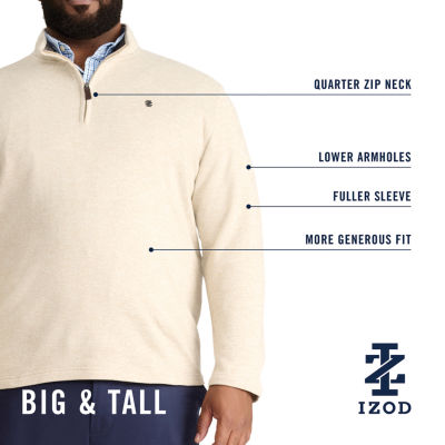 IZOD Thermasoft Sweaterfleece Big and Tall Mens Mock Neck Long Sleeve Quarter-Zip Pullover