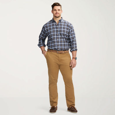 IZOD Luxury Sport Twill Big and Tall Mens Classic Fit Long Sleeve Plaid Button-Down Shirt