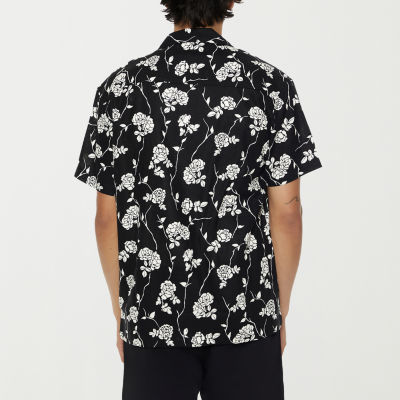 Forever 21 Ss Woven Mens Regular Fit Short Sleeve Floral Button-Down Shirt