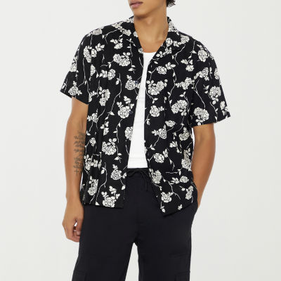 Forever 21 Ss Woven Mens Regular Fit Short Sleeve Floral Button-Down Shirt