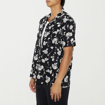 Forever 21 Ss Woven Mens Regular Fit Short Sleeve Floral Button-Down Shirt