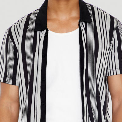 Forever 21 Mens Short Sleeve Striped Button-Down Shirt