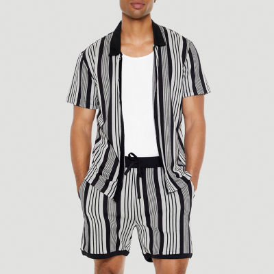 Forever 21 Mens Short Sleeve Striped Button-Down Shirt