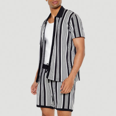 Forever 21 Mens Short Sleeve Striped Button-Down Shirt