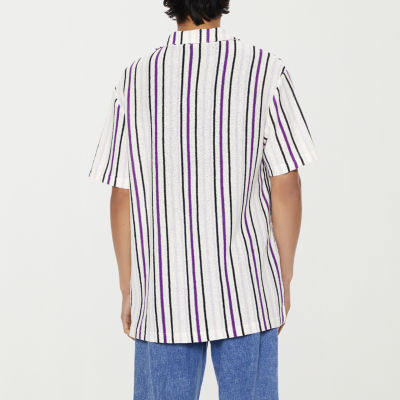 Forever 21 Mens Short Sleeve Striped Button-Down Shirt