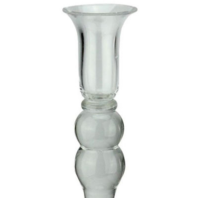 12'' Clear Transparent Glass Taper Candle Holder