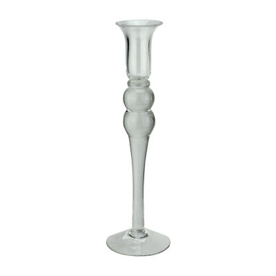 12'' Clear Transparent Glass Taper Candle Holder