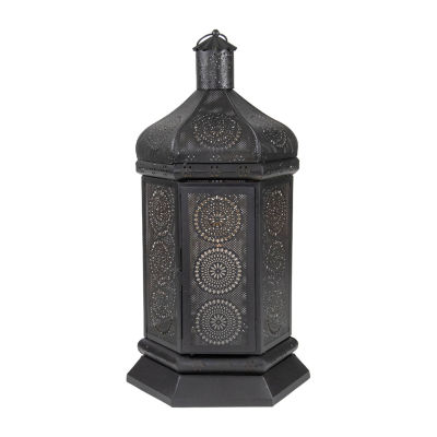 21.5'' and Gold Moroccan Style Pillar Candle Table Lantern