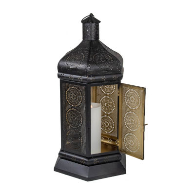 21.5'' and Gold Moroccan Style Pillar Candle Table Lantern