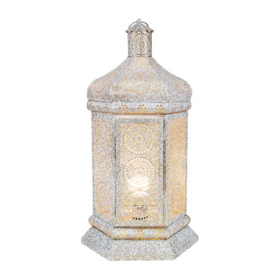 21.5'' White and Gold Moroccan Style Lantern Table Lamp