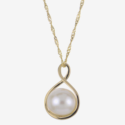 Womens Cultured Freshwater Pearl 14K Gold Pendant Necklace